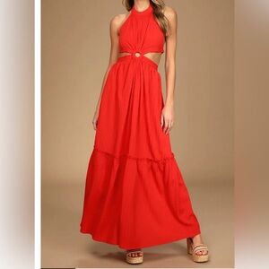Red tie-back Maxi Dress
